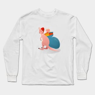 Santa Pink Kangaroo Long Sleeve T-Shirt